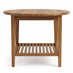 Scandinavian Eco-Friendly Durable Waterproof <b>Solid</b> Teak <b>Wood</b> <b>Dining</b> <b>Table</b> Slatted Lower Shelf 2-Seater Capacity for Villa Hotel - Product Image 2