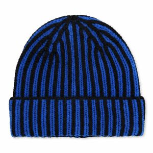 Gorro de punto a rayas de dos tonos para hombre, gorro de invierno con puño, ligero, transpirable, estilo urbano, unisex. - Product Image 2