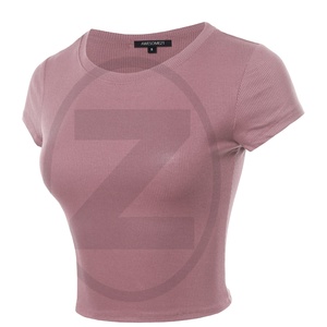 เสื้อยืดแฟชั่นผู้หญิงเอวลอยสีพื้น,เสื้อยืดฤดูร้อน - Product Image 1