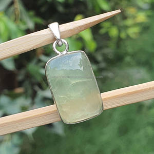 Colgante de Plata de Ley 925, collar con colgante de piedras preciosas de Prehnita, joyería de plata hecha a mano, regalo de joyería de Prehnita para su madre - Product Image 5