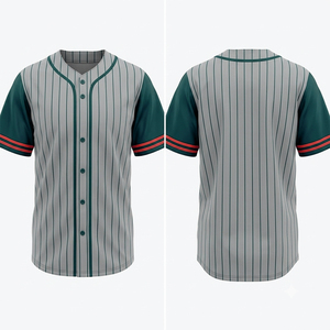 Maillot de baseball pour hommes adultes, à rayures fines, boutonné sur le devant, manches courtes, vêtements de sport en polyester, uniforme d'équipe, imprimé par transfert thermique - Product Image 2