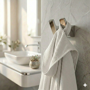 Wall Mounted Chrome Metal Modern Double <b>Hooks</b> <b>Bathroom</b> Robe <b>Hooks</b> with Eco-Friendly Corrosion Prevention and Easy Cleaning - Product Image 5