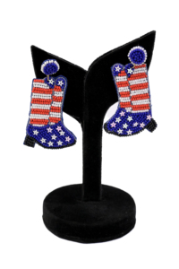 Pendientes de Moda con Cuentas con Diseño de Bandera Estadounidense, Pendientes Colgantes Patrióticos Rojos, Blancos y Azules con la Bandera de Estados Unidos para Chicas - Product Image 3