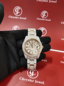 2025นาฬิกากลไกสแตนเลสสำหรับผู้ชายแบรนด์ชั้นนำ VVS Moissanite เพชรที่กำหนดเองควอตซ์เย็นหน้าต่างกระจก - Product Image 2