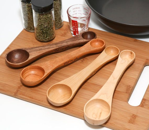 Cuchara medidora de madera con mango redondo para colgar, cuchara medidora de madera natural, cuchara medidora con forma de tazón redondo, cuchara de madera - Product Image 1