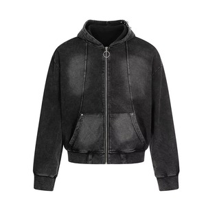 Nouvelle Arrivée : Sweat à Capuche Zippé pour Homme, Style Unique, Respirant, Délavé à l'Acide, Épais, Grammage Élevé (GSM), Coupe Oversize, Hiver, Vintage - Product Image 5