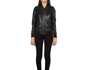 Veste en cuir véritable en peau de mouton avec fermeture éclair femmes motard mode avec poches intérieures et extérieures prix de gros 2025 - Product Image 4