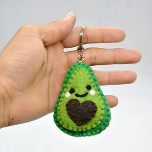 Premium Handmade Wool Felt Light Keychain | Artisan Crafted Eco-Friendly Avocado Shape Pattern <b>Keyring</b> - Product Image 3