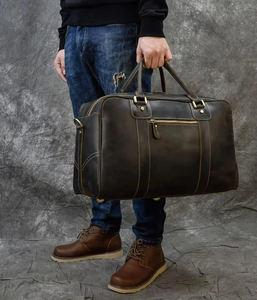 Unisex Genuine Leather Duffle Bags Travel <b>Luggage</b> Crossbody Shoulder Bag Zipper Adjustable <b>Strap</b> Waterproof Durable Large - Product Image 6