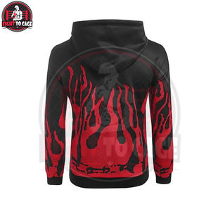 Sudadera con Capucha Personalizada con Estampado de Llamas por Sublimación Completa, OEM, de Alta Calidad, para Hombre, Negra y Roja, con Bolsillos, Estilo Urbano, para Otoño - Product Image 4