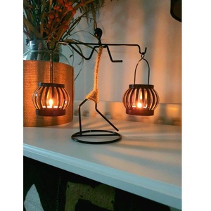 Nordic Iron Figure <b>Tealight</b> Candle Holder Vintage Metal <b>Lantern</b> Tabletop Candelabra Decorative Candlestick Home Tea Light Holder - Product Image 1