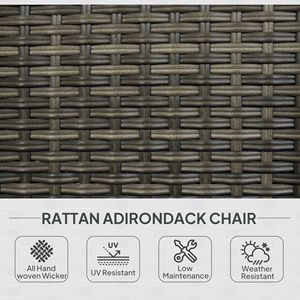 Sedia a dondolo Adirondack in vimini di rattan per patio con cuscini grigi e schienale alto curvo per terrazza e giardino - Product Image 4