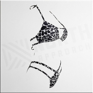 Ensemble de bikini à imprimé géométrique pour femmes, haut croisé à bretelles avec bas de string à cordon de serrage, maillot de bain extensible en spandex et polyester - Product Image 3
