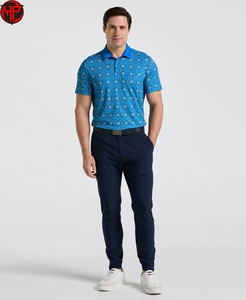 Chemise de golf décontractée pour homme, imprimée, à manches courtes, séchage rapide, respirante, en polyester et élasthanne tricoté, avec logo brodé, taille XS - Product Image 5