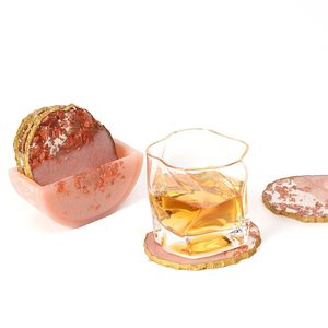 Resin Coaster Gold Foil Detailing Water proof Heat-Resistant <b>Epoxy</b> <b>Table</b> Coasters for Home Dining Office Decor ResinCoaster - Product Image 3