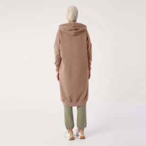 New Custom OEM Service Female Islamic <b>Modest</b> Elongated Tall Zipper Up Track Suit With Hoodie & Pockets Two Pcs <b>Set</b> Breathable - Product Image 2