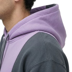 Sudadera con Capucha Premium Color Gris Púrpura con Bloques de Color, para Hombre y Mujer, Talla Grande, de Forro Polar, con Capucha, Personalizable con Logotipo, Estilo Urbano - Product Image 6