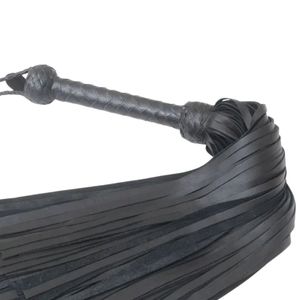 <b>Leather</b> <b>Flogger</b> Whip With Wide Falls And Chain Attachment For Intense Sensation - Product Image 5