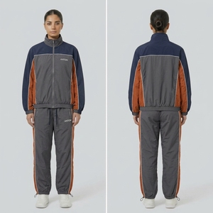 Unisex Loose Fit Windbreaker Tracksuit - Zip-Up <b>Jogging</b> <b>Suit</b> for <b>Jogging</b>, Private Label - Product Image 6