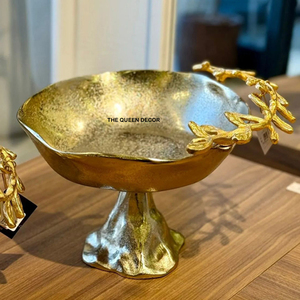 Antique Design Home Decorative Bowl Top Quality Polished Metal Round Bowl With Flower Branch Accent For Wedding Or Any Events - Product Image 4