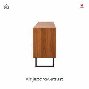 Buffet moderne en teck massif avec portes coulissantes, meuble de rangement en bois minimaliste pour salon, mobilier d'hôtel - Product Image 6