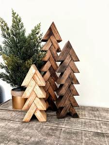 Contemporary Wooden Handmade Wooden <b>Christmas</b> <b>Tree</b> Decoration Set Modern Pine Shape Tabletop Indoor Artisan Craft <b>Small</b> <b>Trees</b> - Product Image 1