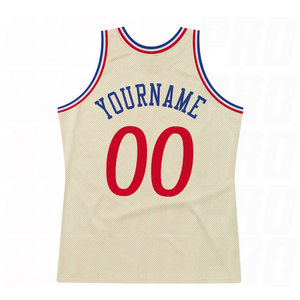 Camiseta de Baloncesto Retro Personalizada Color Crema Rojo Real, Sin Logotipo, Uniforme de Baloncesto Vintage Sublimado Premium - Product Image 2