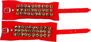 Ghungroo Metálico Hecho a Mano de Primera Calidad con Almohadilla de Terciopelo, 3 Líneas, 30 Campanas, Color Rojo, para Práctica y Actuación de Danza Clásica Kathak - Product Image 3