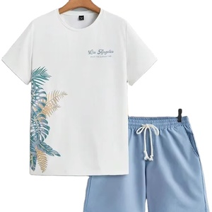 Ensemble de chemise short élégant respirant personnalisé imprimé en 3D ensemble de shorts haut de gamme pour hommes 100% coton ensembles de t-shirts d'été décontractés - Product Image 1