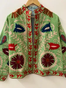 Luxury Handmade Cotton Velvet Suzani Embroidery Boho <b>Hippie</b> Women Winter <b>Jacket</b> Indian Unisex Resort Fashion Coat Wholesale - Product Image 2