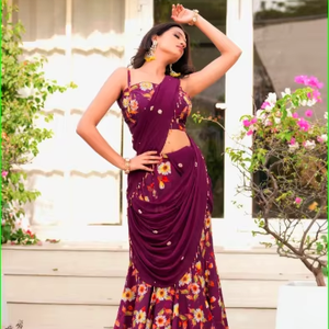 ผ้าส่าหรีแบบผูกสำเร็จรูป Jaamuni Bling สวยงาม ทันสมัย คอลเลคชั่นผ้าส่าหรีแบบดั้งเดิม - Product Image 1