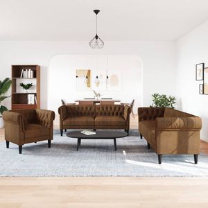 Set di Divani Moderni Rettangolari a 3 Posti in Poliestere Marrone per Arredamento Soggiorno - Product Image 3