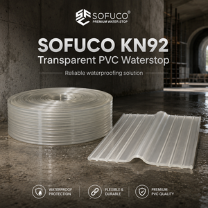 High Water Pressure Transparent Virgin <b>PVC</b> Hydraulic Waterstop Sofuco KN9218 OEM/ODM/Packaging Drainage Channel Concrete Joints - Product Image 1