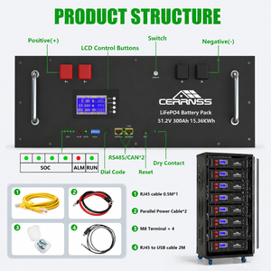 Batería de Iones de Litio CERRNSS, Precio de Fábrica, <span class=keywords><strong>5kwh</strong></span>, 10KWH, 15KWH, 51.2V, para Almacenamiento de Energía <span class=keywords><strong>Solar</strong></span> en el Hogar, Batería Lifepo4 de 48v, 100ah, 200ah, 300ah - Product Image 2