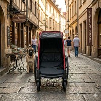 Remorque de vélo en alliage d'aluminium KS-6200 pour poussette de chien de grande taille - Pliage facile, suspension indépendante, pneus de 20 pouces, charge de 45-50 kg