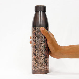 Botella de agua de cobre hecha a mano, 600ml, bebida directa, a prueba de fugas, obsequios de viaje gratuitos de La India - Product Image 5