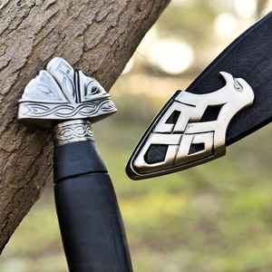 Épée viking professionnelle en acier Damas forgé à la main avec fourreau en bois, style médiéval nordique, lame de guerrier - Product Image 5
