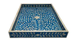 Plateau de service décoratif en os de chameau exquis - Élégance artisanale |   Inlays en os faits à la main avec motifs modernes pour le service - Product Image 6