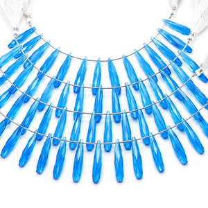 Natural London Blue Quartz Faceted Drops Shape Briolette Beads Blue Quartz Gemstone Strand <b>for</b> Jewelry Making - Product Image 1