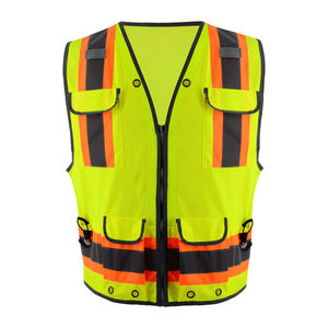 Vente en gros de vêtements de travail haute visibilité personnalisés, gilet de sécurité réfléchissant en toile, ANSI Classe 1, EN ISO 20471 Classe 2, LED clignotante, imperméable, multi-usages - Product Image 1