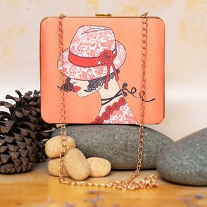 Hat <b>Girl</b> Print Clutch Bag for Women and Travel Use - Product Image 1
