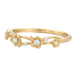 Anillo de Oro Amarillo Sólido de 14K y 18K con Diamante de Laboratorio Redondo, Diseño Floral Art Deco, Anillo de Compromiso Minimalista - Product Image 2