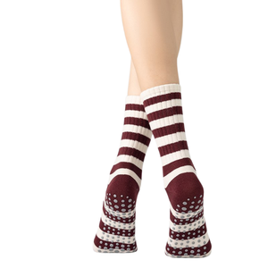 Red Sox Women's Striped Embroidered Mid Tube Women's Socks Pilates Sports Non <b>Slip</b> Yoga Socks - Product Image 2