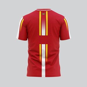 เสื้อกีฬาผู้ชายสีแดงแบบสั่งทำพิเศษ MADE4MATCH แขนสั้น คอกลม พิมพ์ลายแบบ Sublimated ผ้าโพลีเอสเตอร์ระบายเหงื่อได้ดี ทรงพอดีตัว - Product Image 2