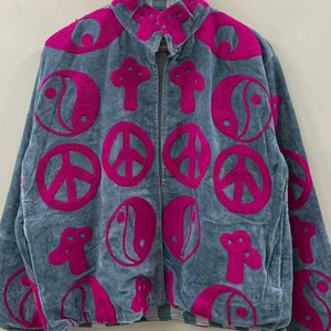 Top Product Wholesale Suzani Embroidered Velvet Jacket Women Short Winter <b>Coat</b> Button Bohemian Bomber Jacket Factory Price - Product Image 1