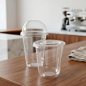 Transparent PP <b>Plastic</b> <b>Cup</b> With Lid Disposable 16 Oz For Iced Coffee Tea Beverage Round Shape - Product Image 6