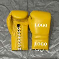 Fabrication en usine de gants de boxe personnalisés avec logo, en cuir véritable, à lacets, pour entraînement professionnel de kickboxing, pour adultes.