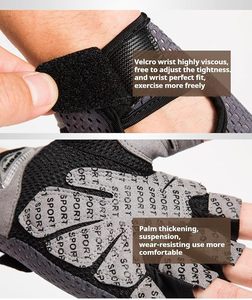 Gants de sport en vinyle respirants et légers à demi-doigts pour hommes - Emballage personnalisable pour la musculation - Product Image 4