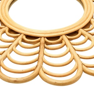 Eco Friendly Petal Rattan <b>Mirror</b> Kids Furniture Nursery Room Flower Shape Handwoven Decor Wholesale - Product Image 2