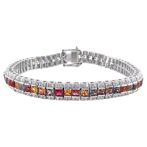 Bracelet en diamant et saphirs multicolores en argent sterling 92,5 KLSB-20219 - Product Image 1